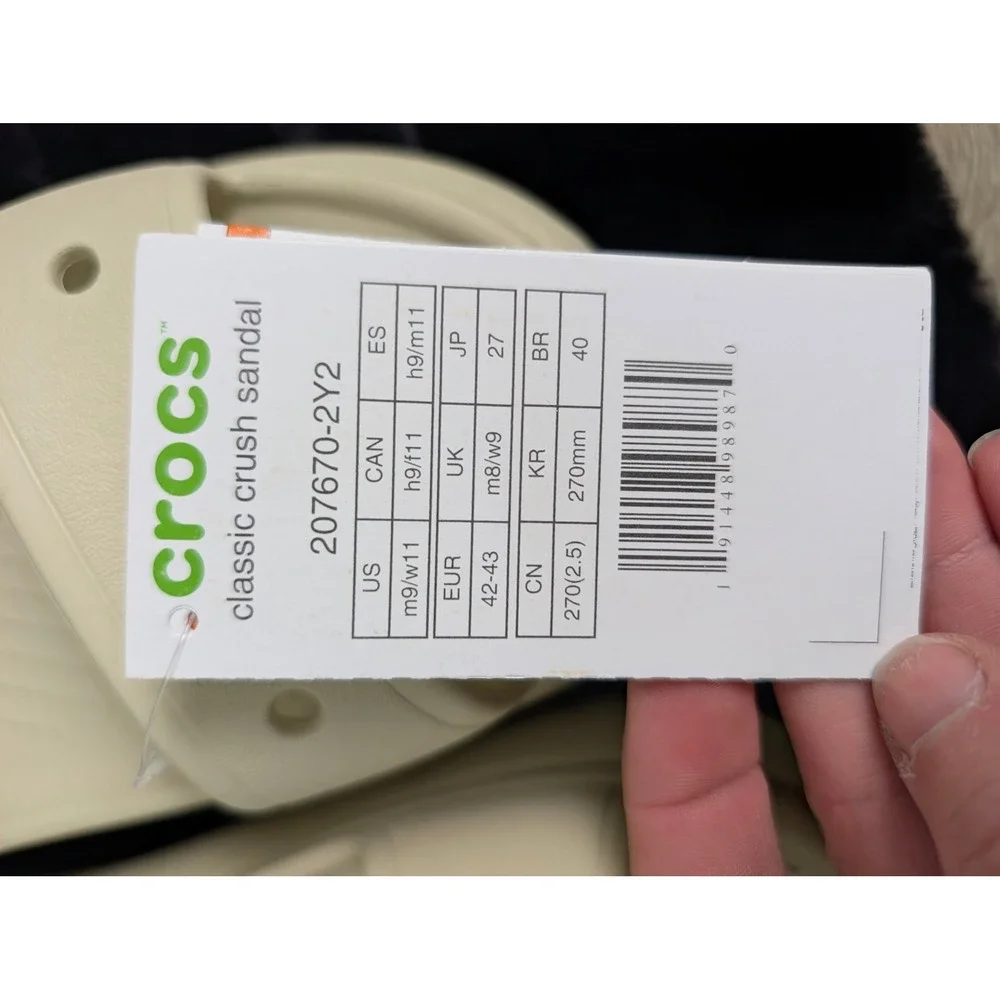 Crocs Classic‎ Crush Sandal Women SZ-11 Men SZ-9 Bone New Platform Slide